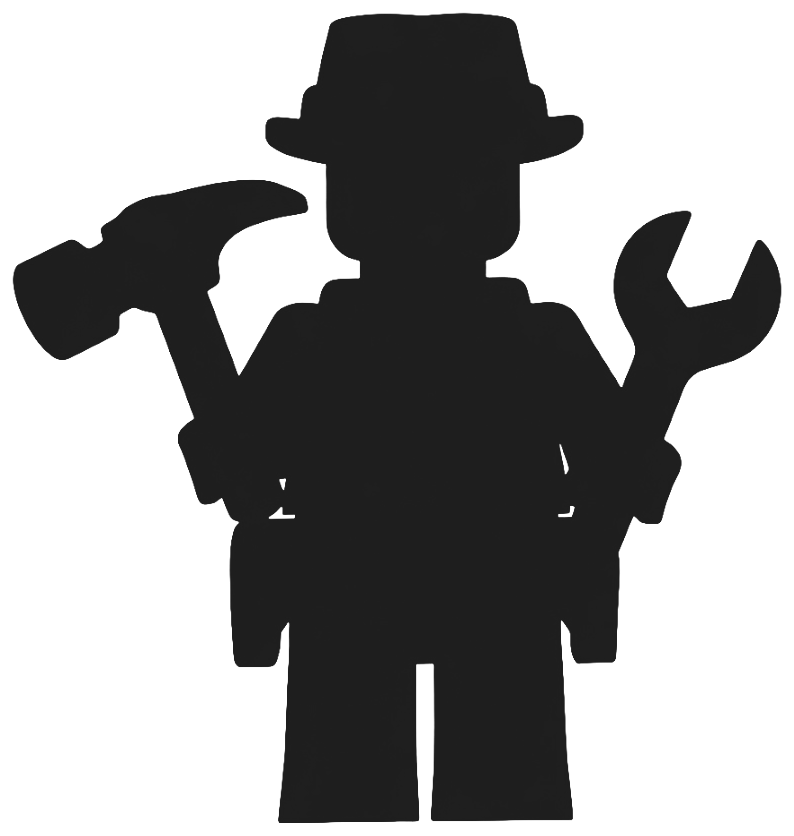 Silhouette of the tinkerer minifigure, hammer and wrench in hand